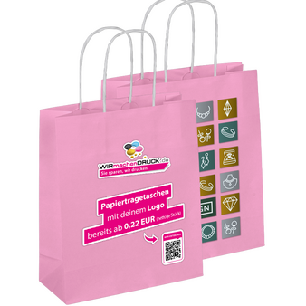 WmD-Imprint-Logo, einseitig farbig bedruckte Papiertragetasche in S mit Papierkordeln, 22 x 30 x 10 cm, 4/0-farbig
